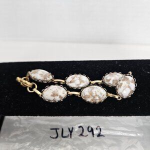 VINTAGE WHITE / SPARKLY GOLD MARBELED CLASP BRACELET